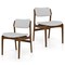Grey & Brown Upholstered Dining Chairs Set of 2 – Rubber Wood Frame, Padded Linen Seat, 330-lb Capacity